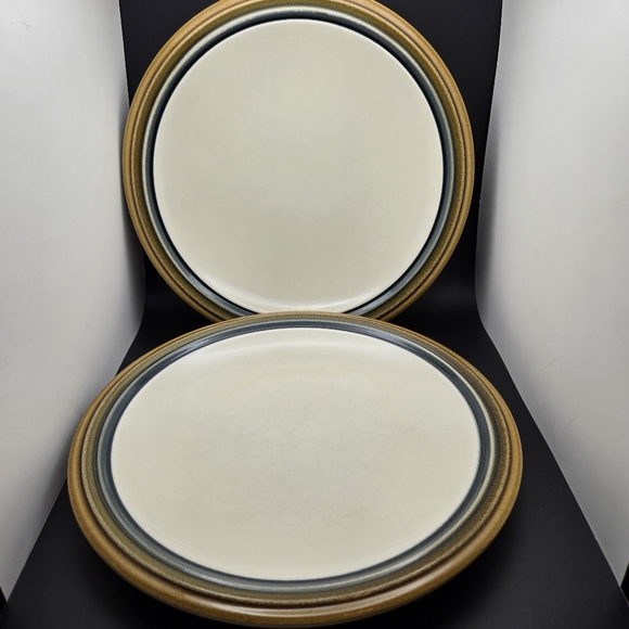 Pfaltzgraff Canyon Ridge-Brown, Olive & Blue Bands -Set of 10 Dinner Plates-10"